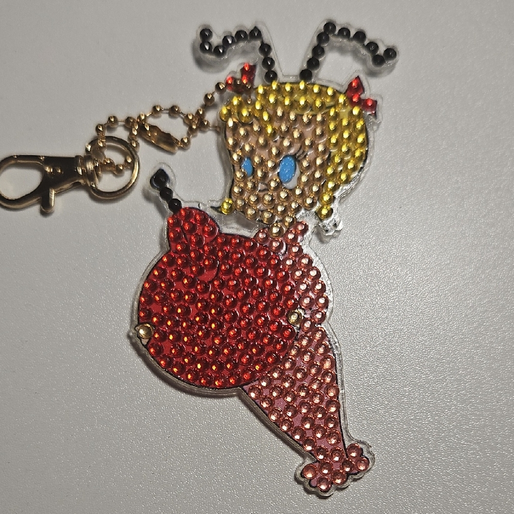 Grinch Girl Keychain Diamond Art Style